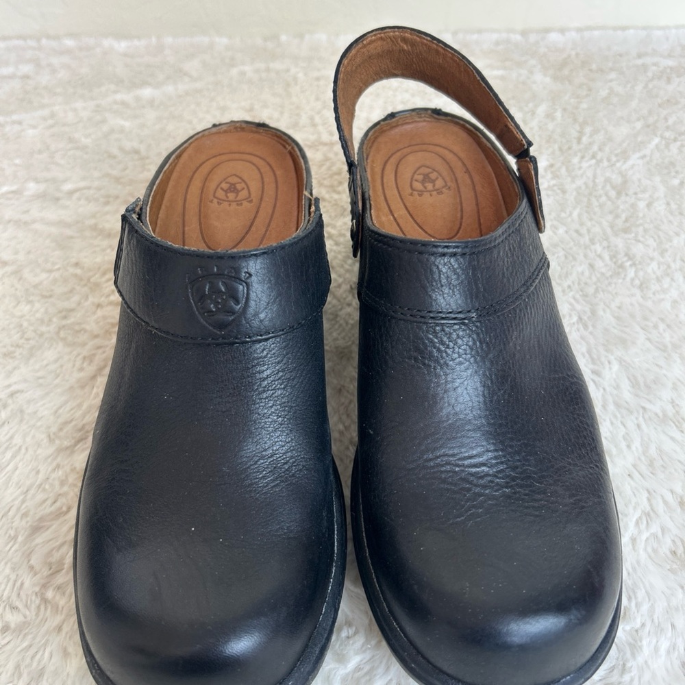Ariat Santa Cruz Black Leather Slip-On Sling-Back Mules Women’s Size 7.5B 93801 - Picture 2 of 10